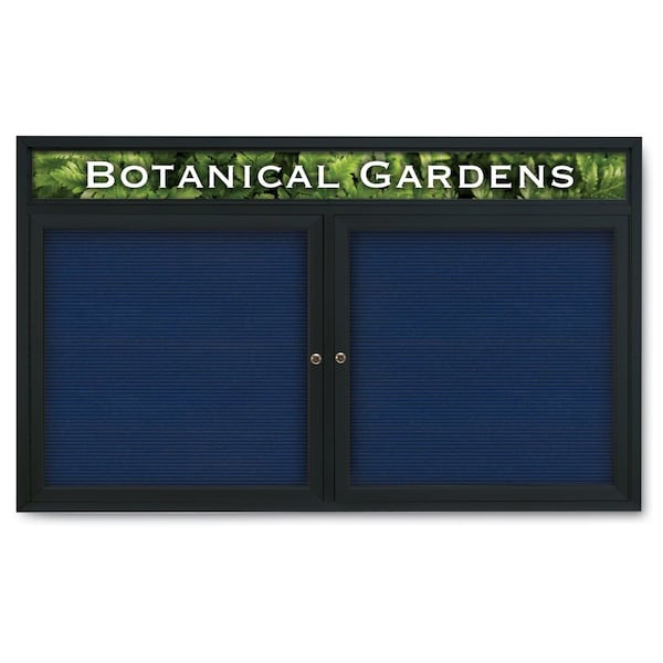 Indoor Enclosed Combo Board, 42"x32", Black Frame/Grey & Cork